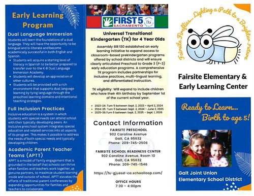 Fairsite Elementary-First Five Brochure pg 1