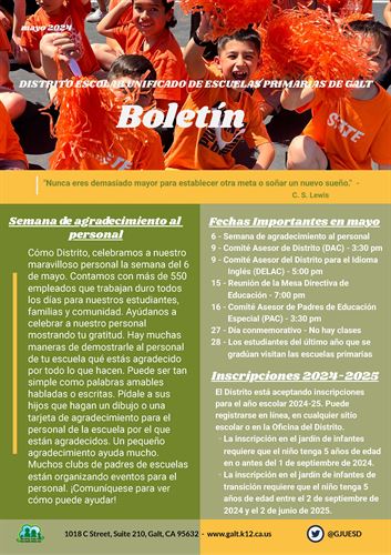 May 2024 Newsletter in Español pg. 1 