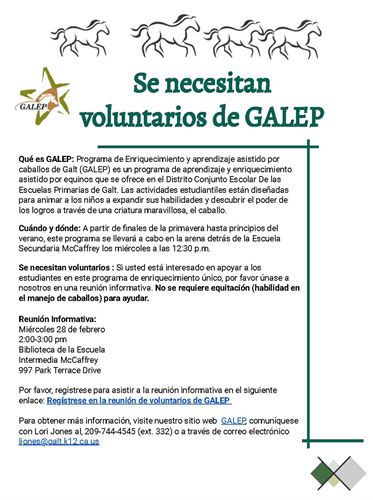 Se necesitan voluntarios de GALEP