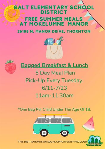 Free Summer Meals at Mokelumne Manor Flyer - English